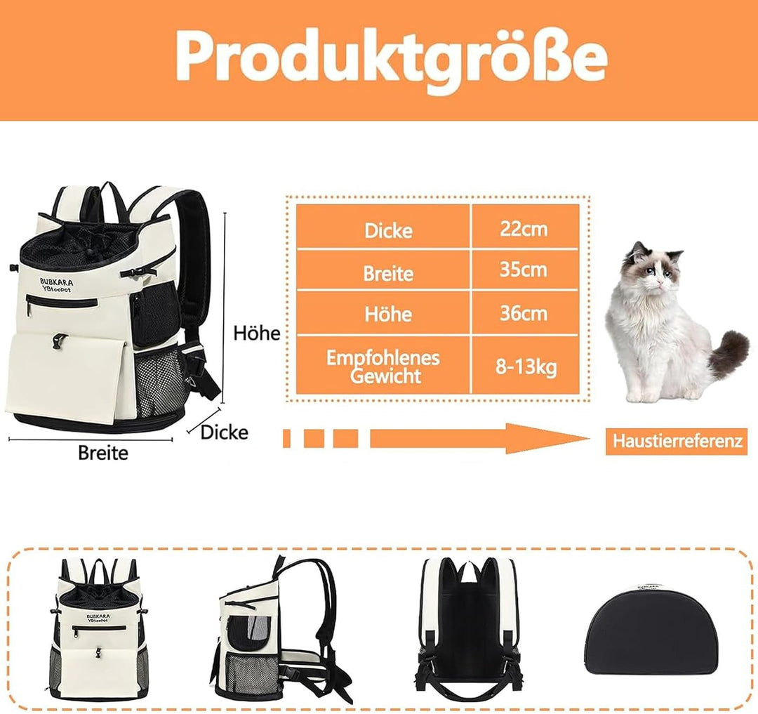Hundetragerucksack, Haustier Tragetasche mit Gepolsterter Bodenmatte, Haustier Front Hundetragetasch