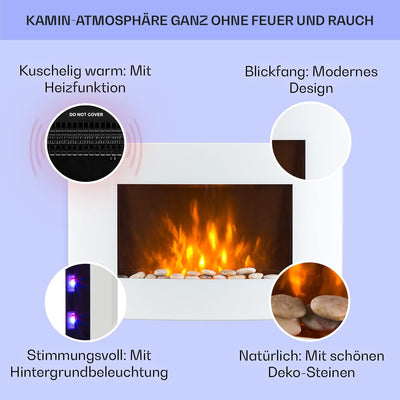 Klarstein Elektrokamin, Elektro Heizungen für Wohnzimmer & Innenräume, Elektrischer Kamin mit LED Fl