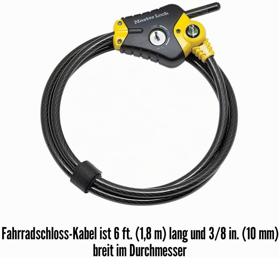 Master Lock 8413DPF Python-Kabelschloss mit Schlüssel, 1 Stück 6&