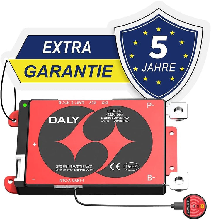 DALY BMS 12V 4S 100A LiFePO4 – Smart Bluetooth Batterieschutzplatine für 12 Volt Lithium Batteriepac