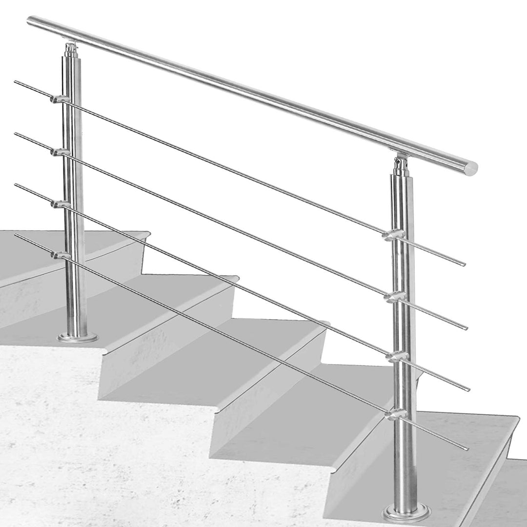 Edelstahl Handlauf Geländer Treppengeländer 150 cm mit 4 Querstreben Montagematerial Wandhandlauf Wa
