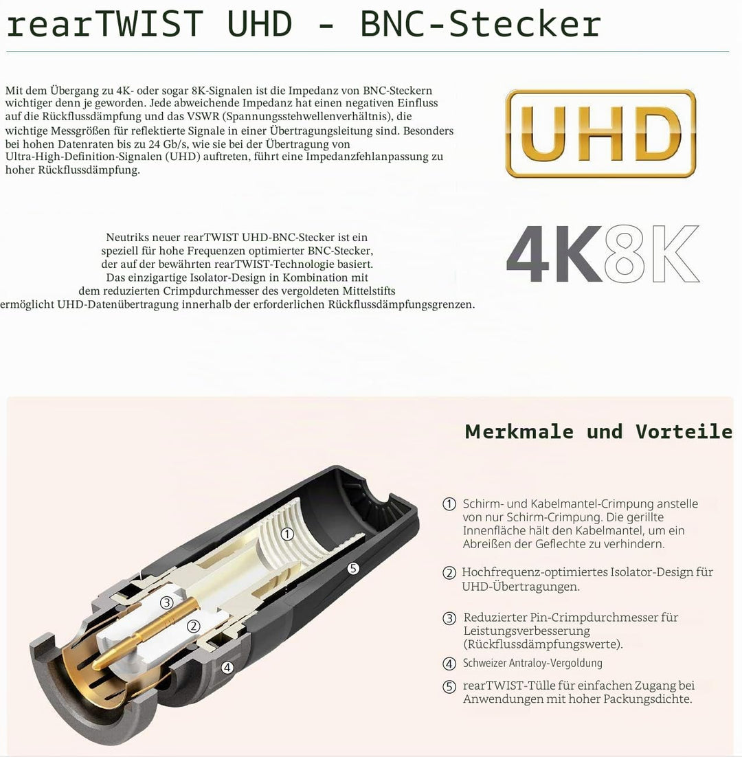 SOMMER CABLE 50m 6G- 3G- SDI Video-Patchkabel HD-SDI (HDTV) SC-Vector 0.8/3.7 1x 0,80 mm² - Stecker