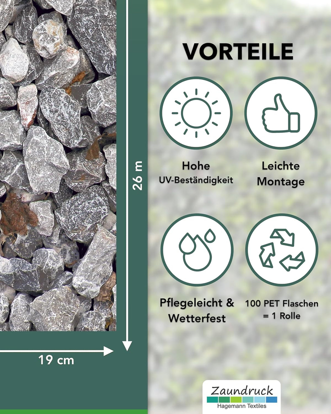 Zaundruck Sichtschutzstreifen Polyester - nachhaltiger Sichtschutz für Doppelstabmattenzaun - Motiv