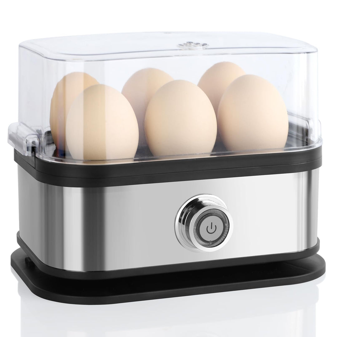 VINATO Eierkocher, bis zu 6 Eier (weich, mittel, hart, pochiert), Familiengrösse Egg Cooker, Leicht