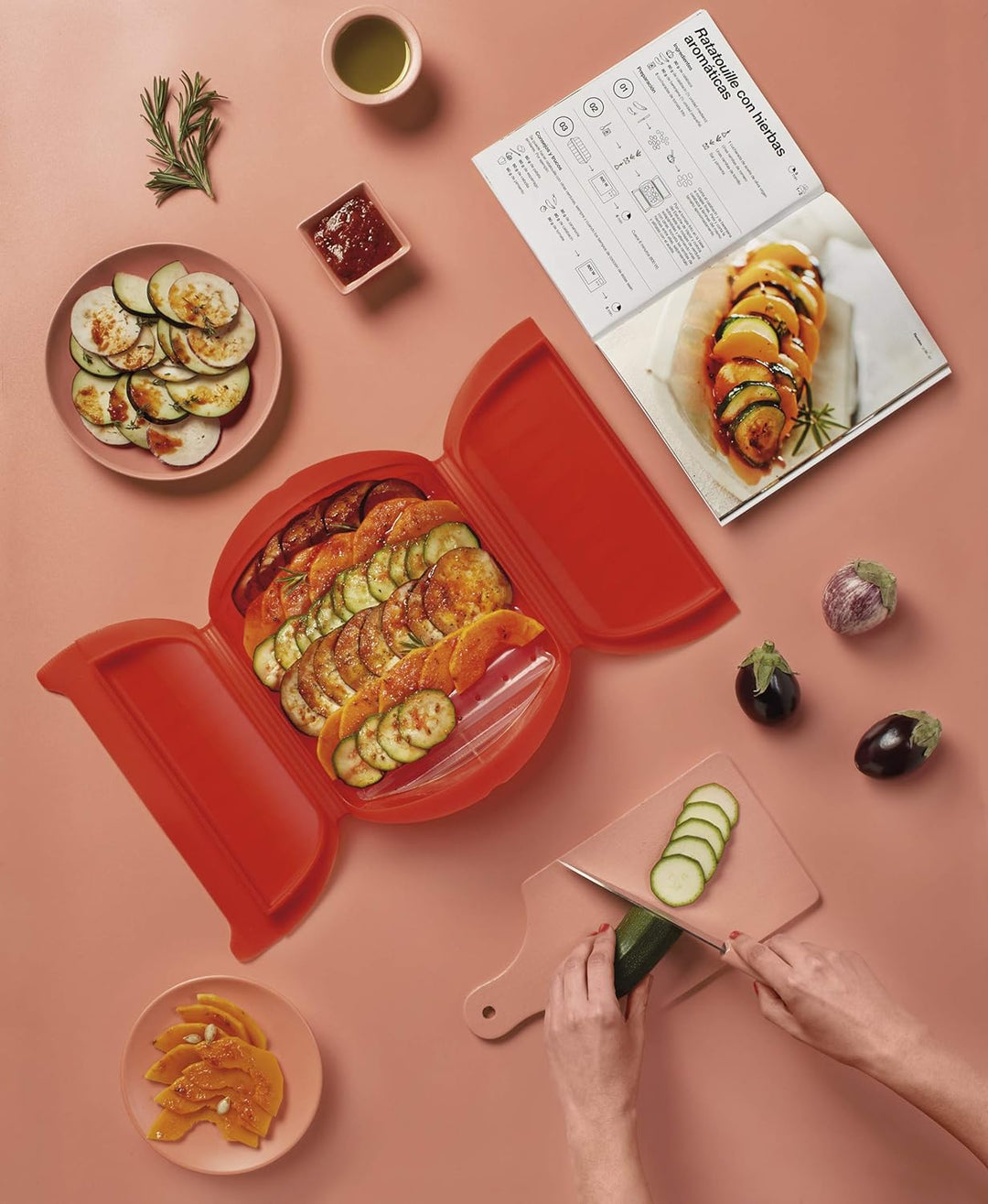 Lékué Dampfbox-Set 3,4 Personen + spanisches Rezeptbuch, 3,4 Personen