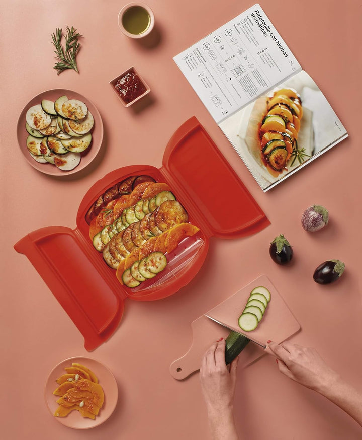 Lékué Dampfbox-Set 3,4 Personen + spanisches Rezeptbuch, 3,4 Personen