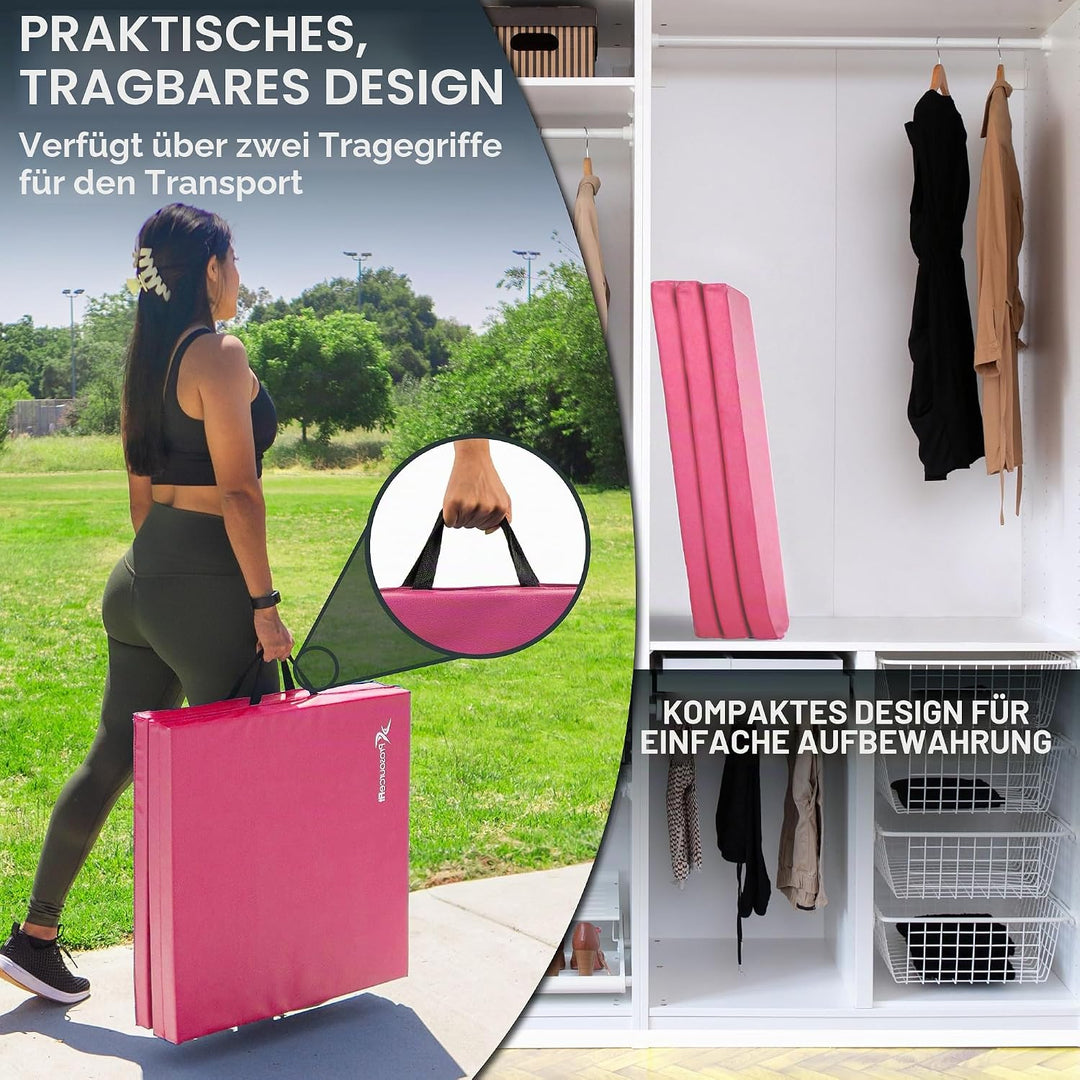 ProsourceFit Gymnastikmatte, dreifach faltbar, dick, mit Tragegriffen für Tumbling, MMA, Kampfsport,