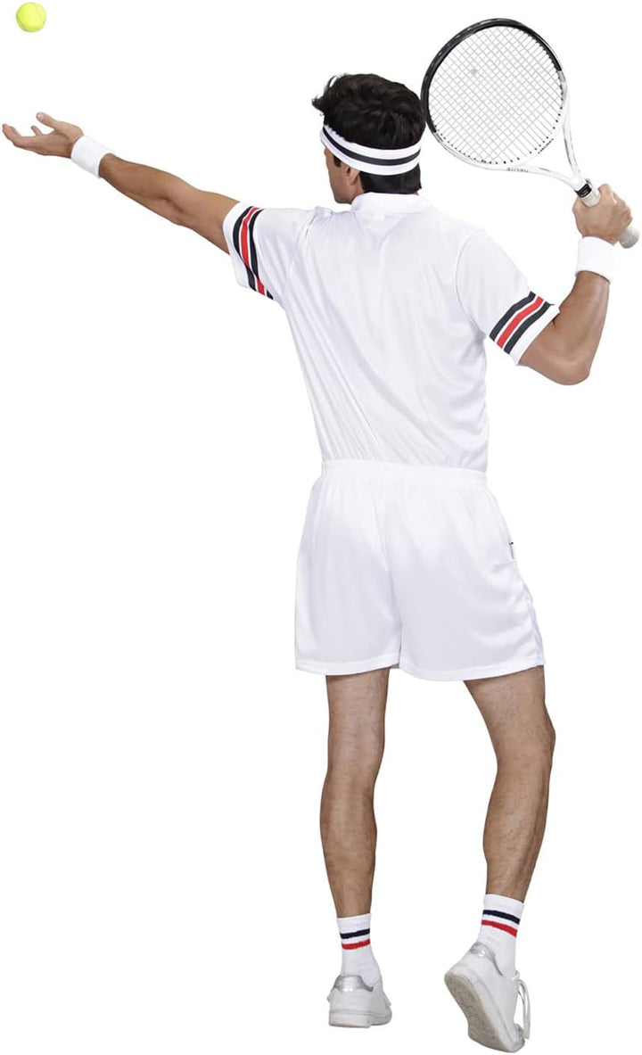 W WIDMANN MILANO Party Fashion - Kostüm Tennisspieler, T-Shirt, Hose, Schweissband, Karneval, Mottop