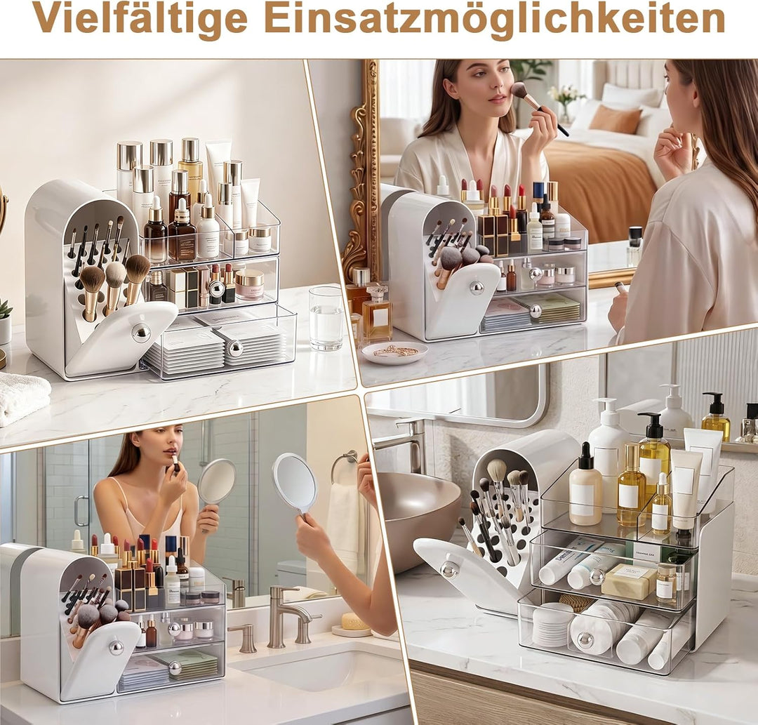ERWEY Make Up Kosmetik Organizer mit Schubladen, Grosse Schminktisch Organizer Pinsel Aufbewahrung,