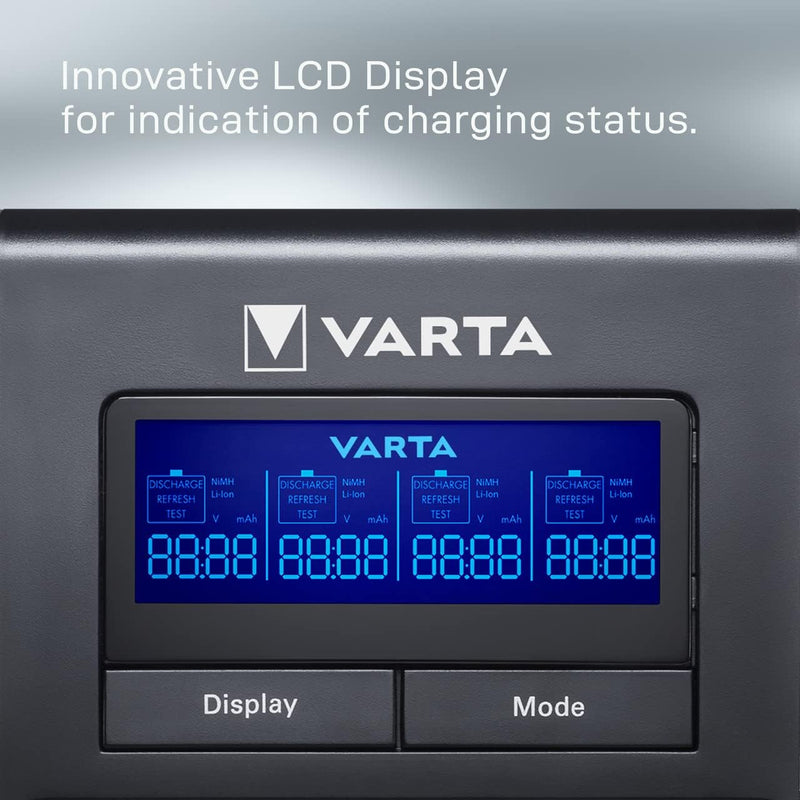 VARTA Akku Ladegerät, Batterieladegerät für AA/AAA, Dual Tech Charger, 4 Lademodi, Temperaturkontrol