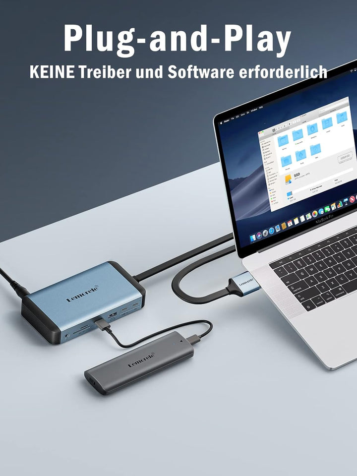 USB C Docking Station für MacBook Dual Display, Lemorele 12 in 2 Docking Station mit Dual 4K@60Hz HD