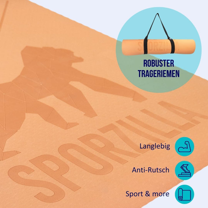 Premium XL Fitnessmatte, Yogamatte, extra breit 80 cm, 8 mm stark, rutschfest & schadstofffrei, mit