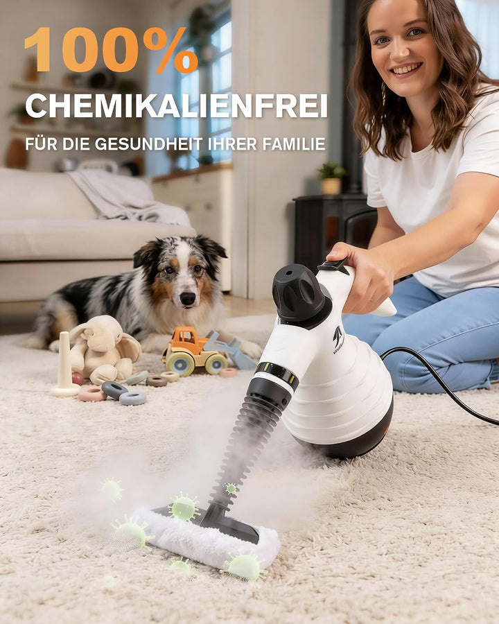 MLMLANT Handdampfreiniger Haushaltsreiniger mit Sicherheitsverschluss und 10 Zubehörteilen, geeignet