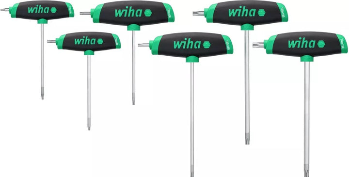 Wiha Stiftschlüssel Set 6-tlg. mit Quergriff TORX® I ComfortGrip mit Seitenabtrieb I Satz T10 - T40