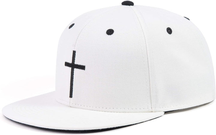 Bexxwell Snapback Cap weiss mit Kreuz (optimale Passform, Kappe, White, Cross, Unisex)