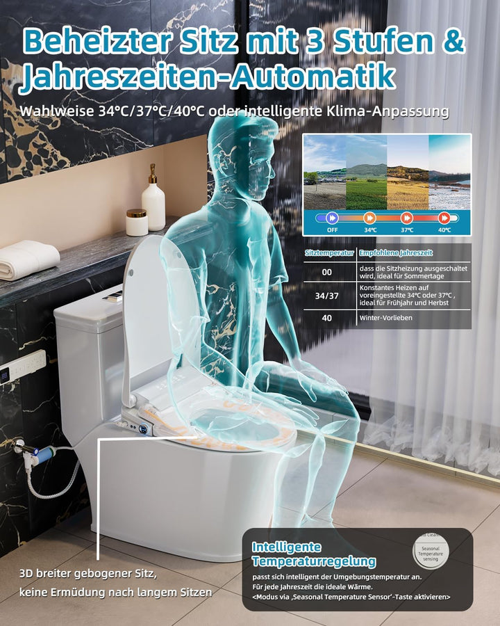 Smart WC-sitze mit Warmwasser und Trockner, Bidet Toilettensitz mit Düse, Japanische Toilette Sitz B