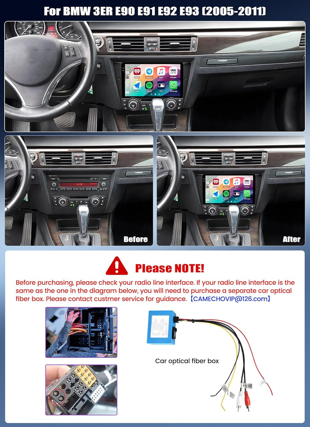 4G+128G CAMECHO Android 15 Autoradio für BMW 3ER E90 E91 E92 E93 (2005-2011) mit Navi Carplay Androi