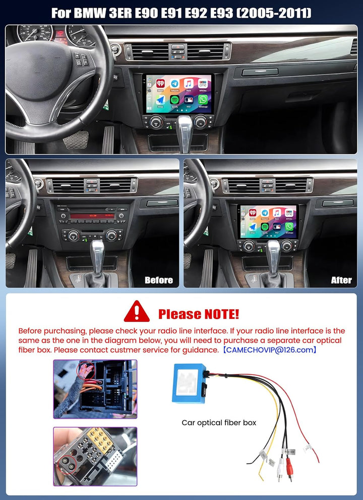 4G+128G CAMECHO Android 15 Autoradio für BMW 3ER E90 E91 E92 E93 (2005-2011) mit Navi Carplay Androi