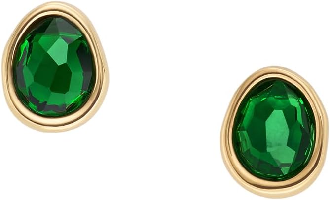 Skagen Damen Gold Ton Edelstahl oder Halbedel mit Post-Verschluss Ohrringe Blassgrün, Blassgrün