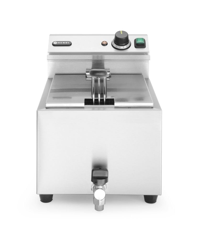 HENDI Fritteuse Mastercook, mit Ablasshahn,Tisch Friteuse, Sicherhetsthermostat, Frittierkorb mit ex