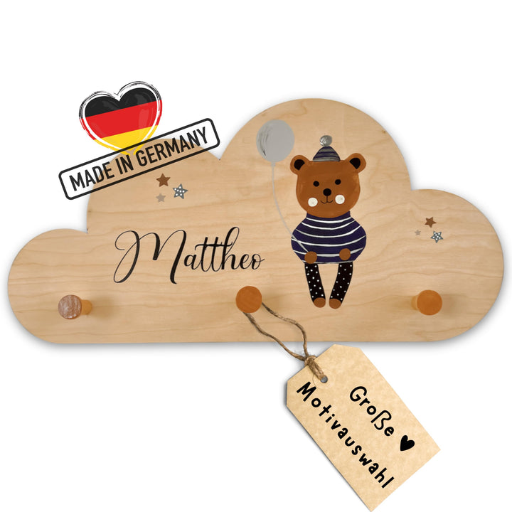 EmiliaLotte Kindergarderobe Personalisiert mit Wunschname I Garderobe Kinder aus Holz - Verschiedene