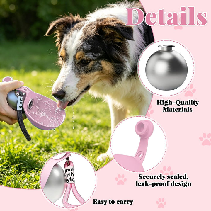 Trinkflasche Hunde für Unterwegs, 285ml Edelstahl Wasserflasche für Hunde, 2 in 1 Tragbarer Tumbler