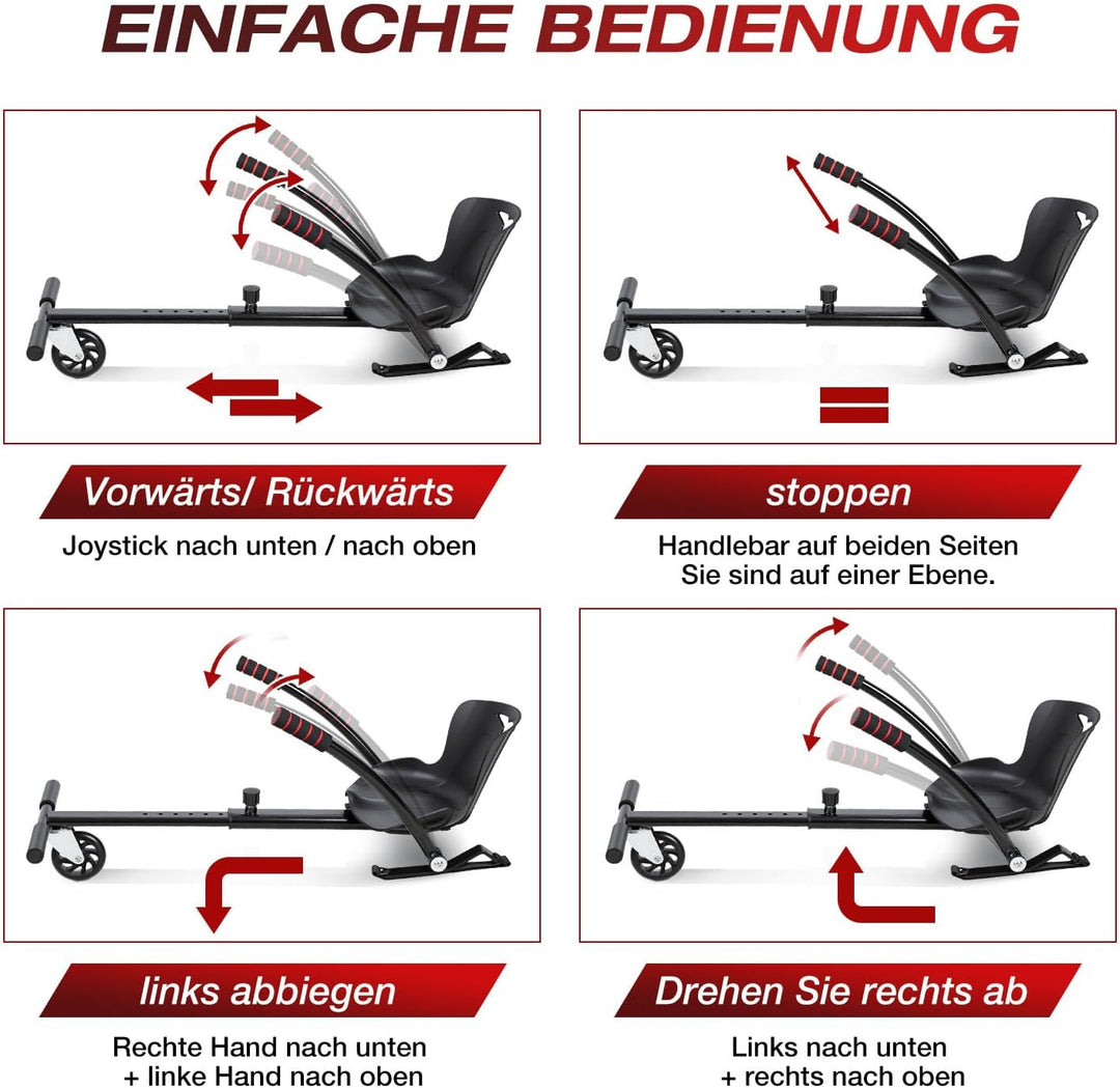 Lospitch Hoverboard mit Sitz Hoverboard Sitz,Sitzscooter für 6,5-10 Zoll 2 Wheel Balancing,Längenver