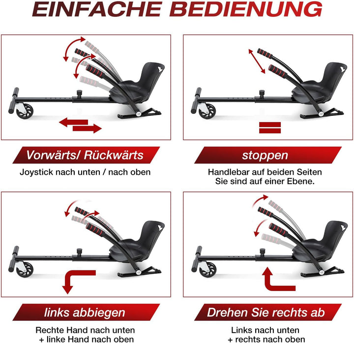 Lospitch Hoverboard mit Sitz Hoverboard Sitz,Sitzscooter für 6,5-10 Zoll 2 Wheel Balancing,Längenver