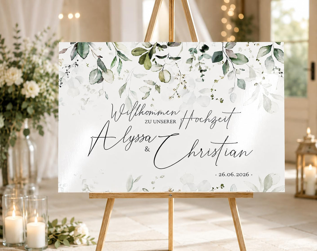 Manschin Laserdesign Willkommensschild Aluverbund personalisiert - Made in Germany - Welcome Willkom