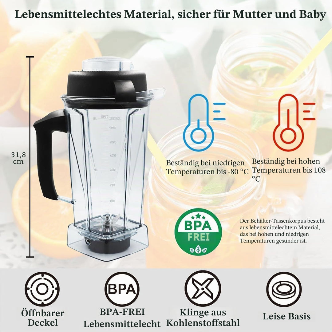 Aufgerüstet für Vitamix Mixer-Krug mit 1,8 l Fassungsvermögen, Ersatz für Vitamix 5200, 5000, 5300,