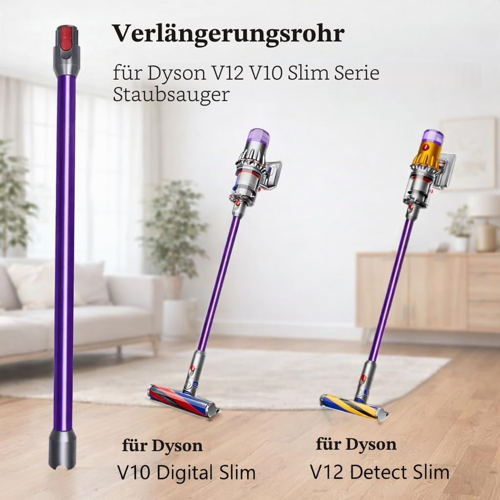 Verlängerungsrohr für Dyson V12 Detect Slim / V10 Digital Slim Stabstaubsauger, 74cm/29in Aluminium
