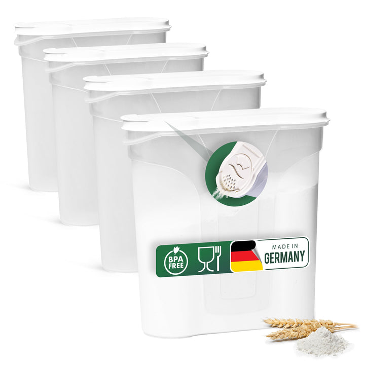 Novaliv Schüttdosen 4 STÜCK Vorratsdose zum Streuen 4 Liter - Masse (LxBxH): 25,5 x 25,5 x 10 cm - D