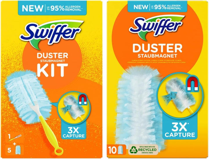 Swiffer Staubmagnet Starter-Set (1 Griff + 15 Nachfülltücher) Fängt Und Schliesst 3-mal Mehr Staub U