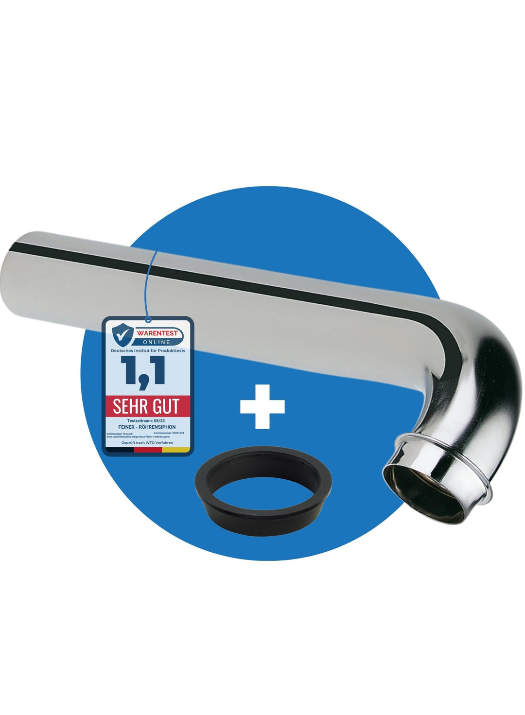 FEINER® Edelstahl Siphon-Wandrohr 90°Bogen, Extra Lang – 1 1/4 Zoll (⌀ 32 mm) x 300 mm, universell p