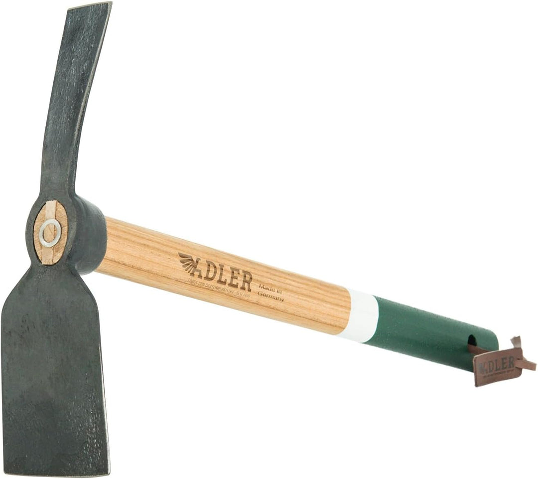 ADLER Garten-Set 3-TLG. – Geschmiedete Hacke, Kleinhacke Ivy &amp; Pflanzkelle Holly – 45 cm Eschenholz-