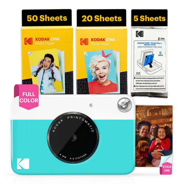 KODAK Printomatic Full-Color Instant Print Digital Camera - 75 Sheets Bundle - Prints On Zink 2x3 St