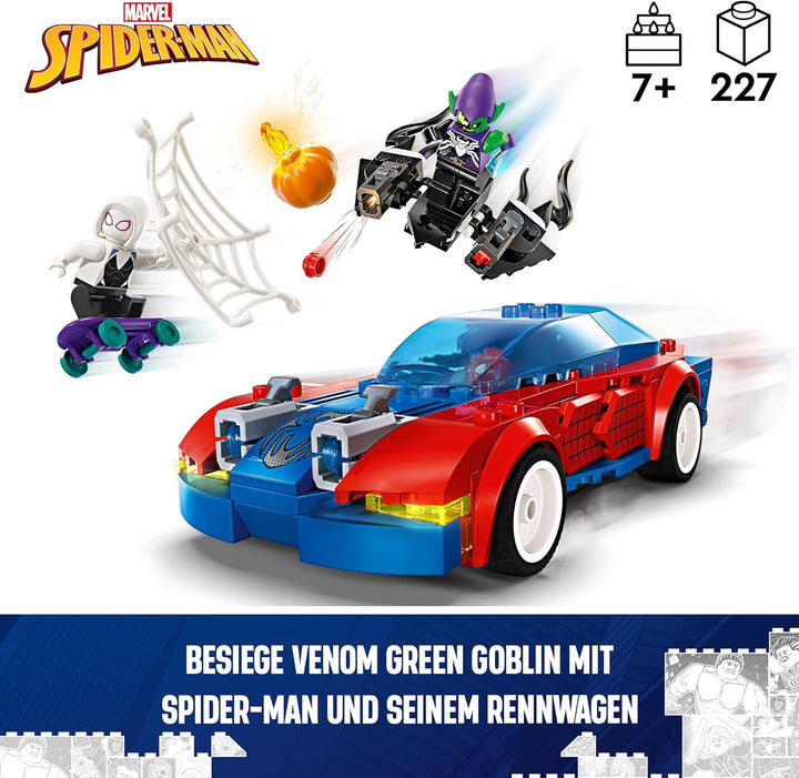 Lego Marvel Spider-Mans Rennauto & Venom Green Goblin, Spidey-Spielzeug für Rollenspiele mit Superhe