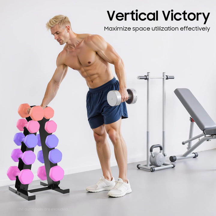 Kurzhantel Rack Hantelständer Hantelablage A-Frame 5-Etagen Stahl Platzsparendes Hantelregal 100kg h