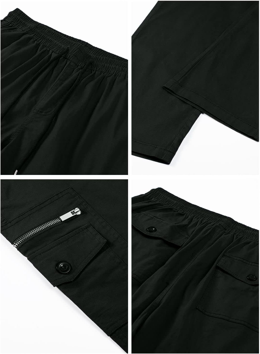 Jolicloth Cargohose Herren Baumwolle Outdoorhose Lange Baggy Hose Casual Freizeithose Pants M Schwar