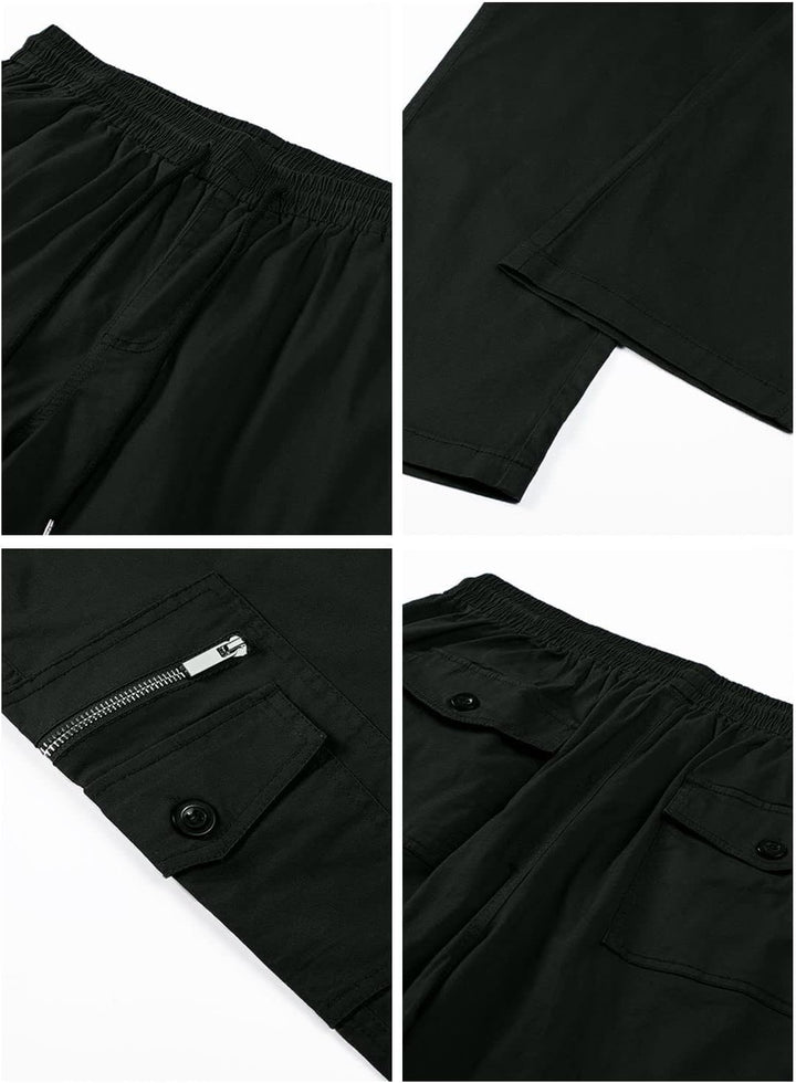 Jolicloth Cargohose Herren Baumwolle Outdoorhose Lange Baggy Hose Casual Freizeithose Pants M Schwar