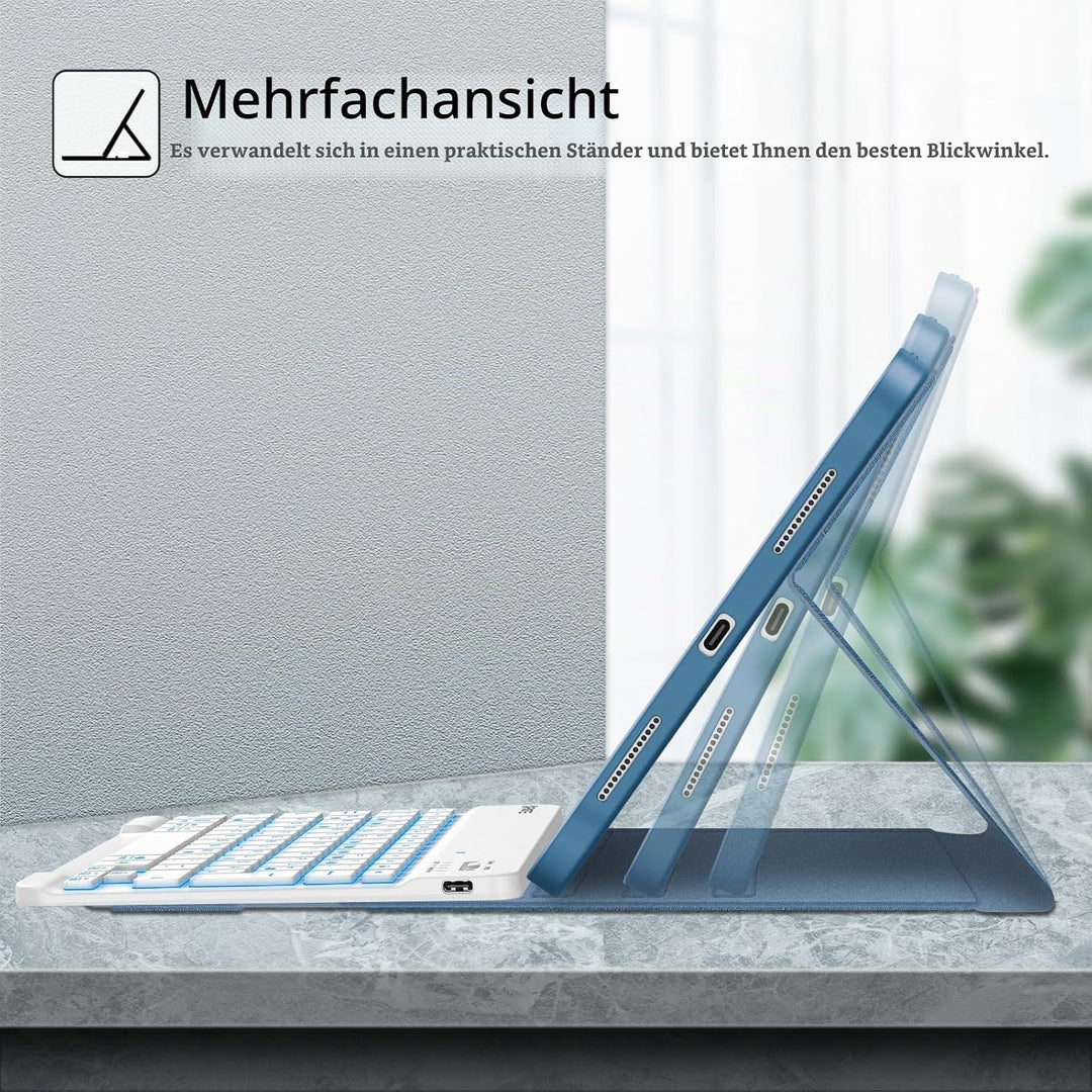 Fintie Tastatur Hülle für iPad 10. Generation 2022 (10.9 Zoll), Keyboard Case mit 7-farbig Beleuchte