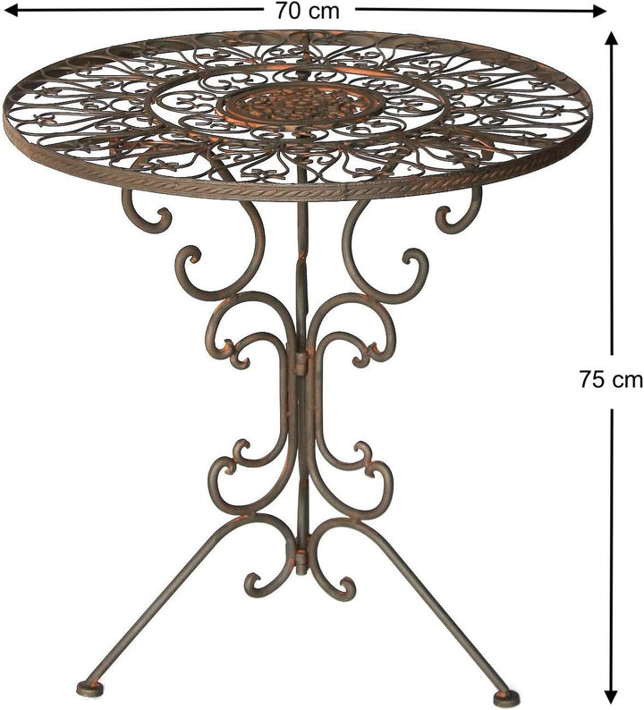 DanDiBo Sitzgruppe Eisen Garten Antik Bistroset Tecla Bistrotisch mit 2 Stühlen klappbar Metall Gart