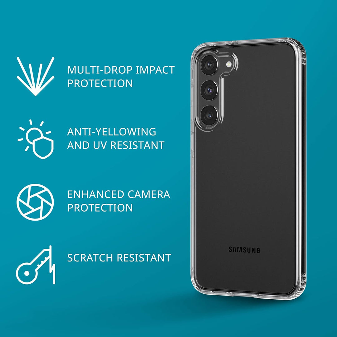 tech21 Evo Clear für Samsung Galaxy S23 Plus – Anti-Vergilbung, Kratzfest, mit 3,6 m Fallschutz, tra