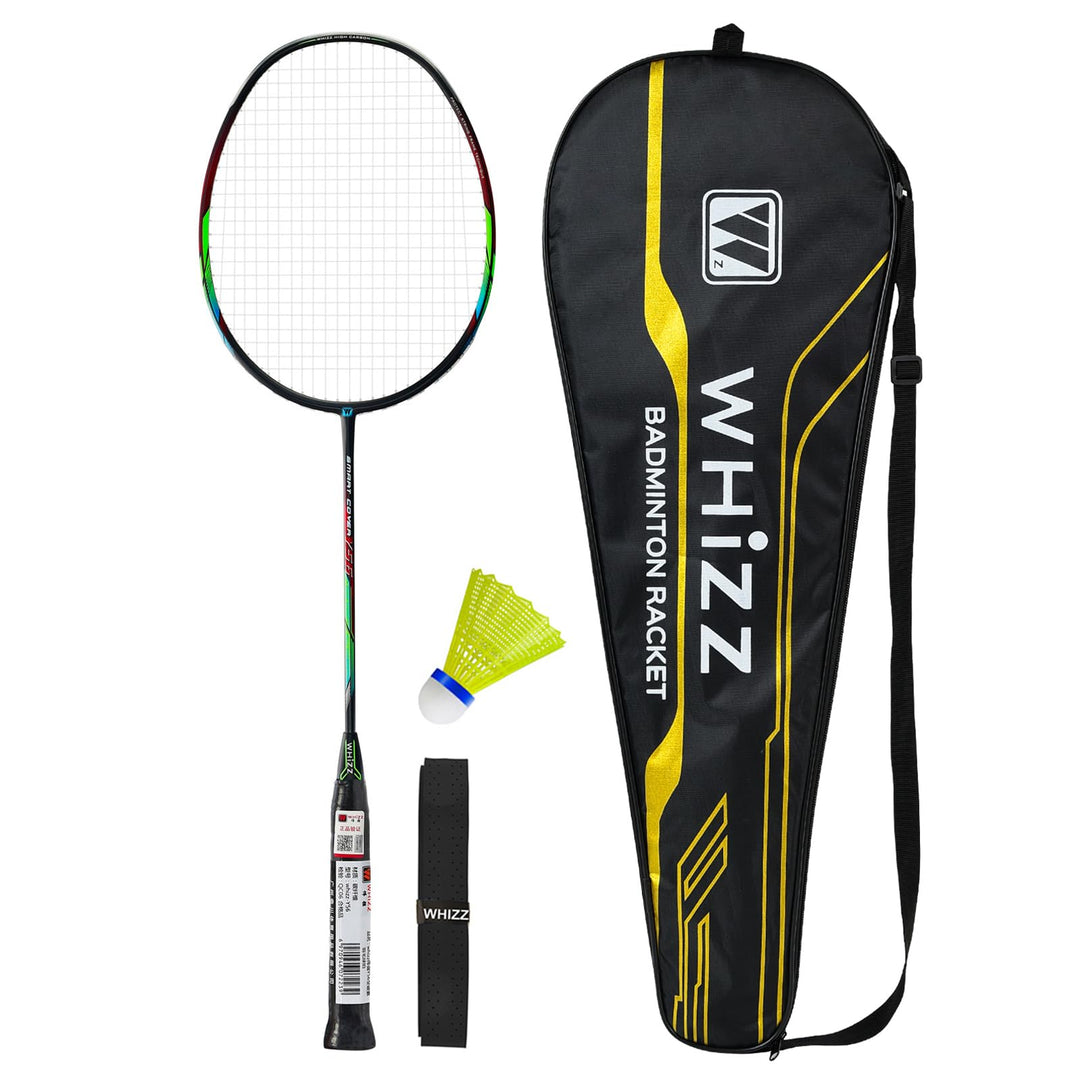 BAIHUALIN WHiZZ Badminton Schläger Set, Leichter Carbon Graphit Badmintonschläger Federball Set für