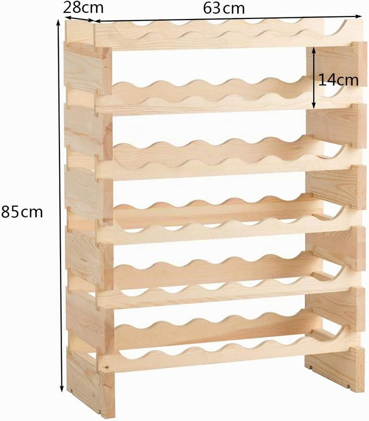 COSTWAY Weinregal Holz, Stapelbares Weinständer Flaschenregal 6 Höhe zur Auswahl, Holzregal stabil,