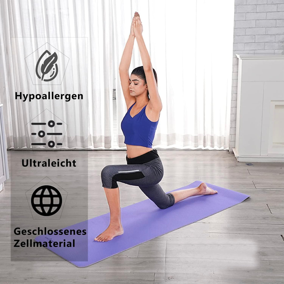 SHOP LC Yogamatte rutschfest Trainingsmatte für Fitness, Pilates &amp; leichte Reisematte für zu Hause o