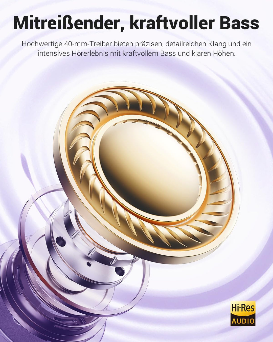 Wentronic Y01 Noise-Cancelling-Kopfhörer, Kabellose Over-Ear-Kopfhörer, Bluetooth 5.3, Hi-Res Sound,