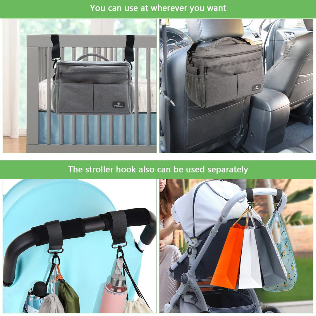 PHILORN Kinderwagen Organizer mit Isolierte Getränkehalter, Schultergurt Grosse Kapazität, Universal