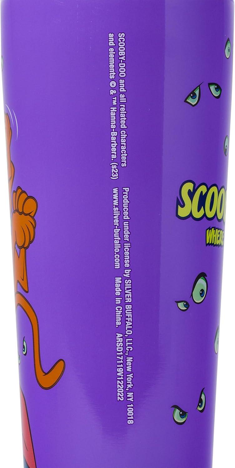 Silver Buffalo Scooby Doo Where Are You doppelwandiger Edelstahlbecher mit Strohhalm, 625 ml, Scooby
