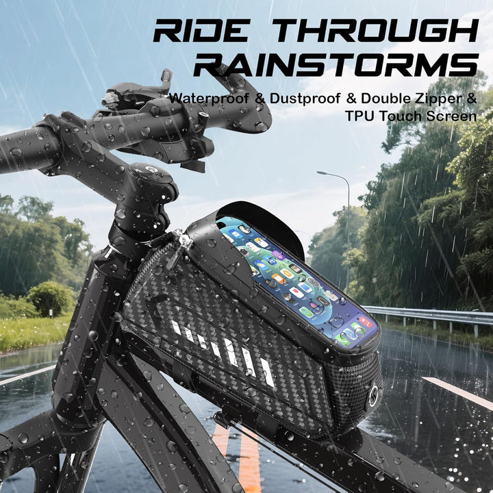 VARUN Fahrrad Rahmentasche, Fahrradtasche Rahmen Wasserdicht mit TPU Sensitivem Touchscreen, Rahment